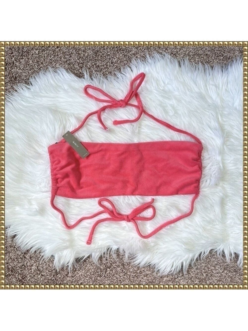 J Crew Coral Terry Bandeau Bikini Top Size 2X
